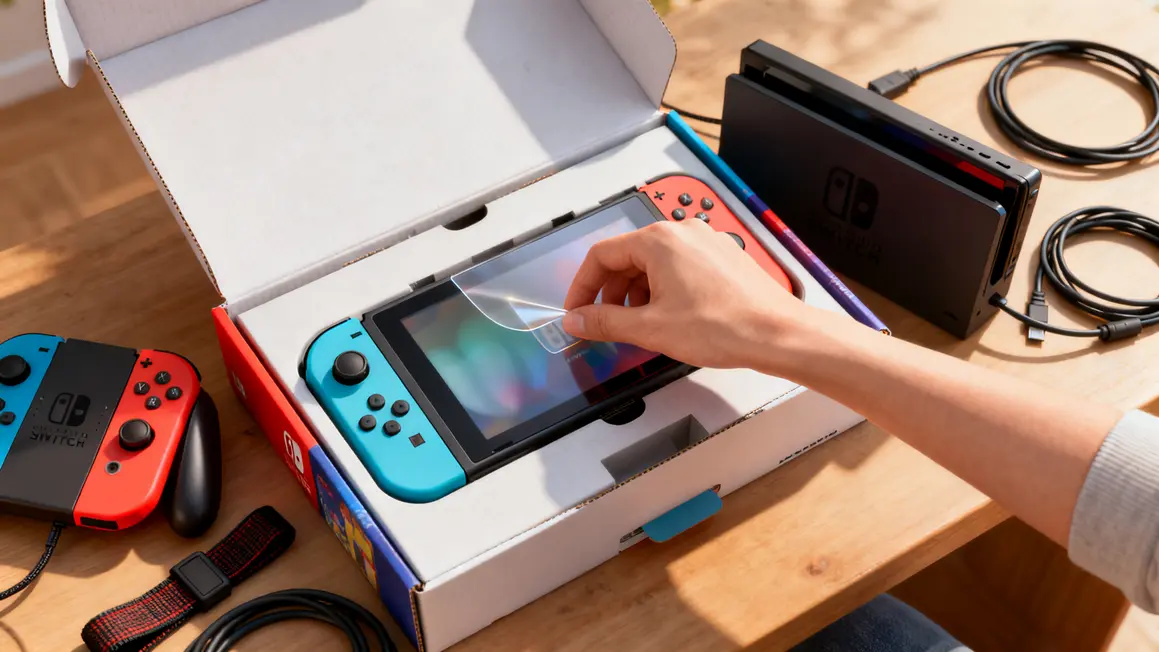 Déballage Nintendo Switch installation accessoires guide