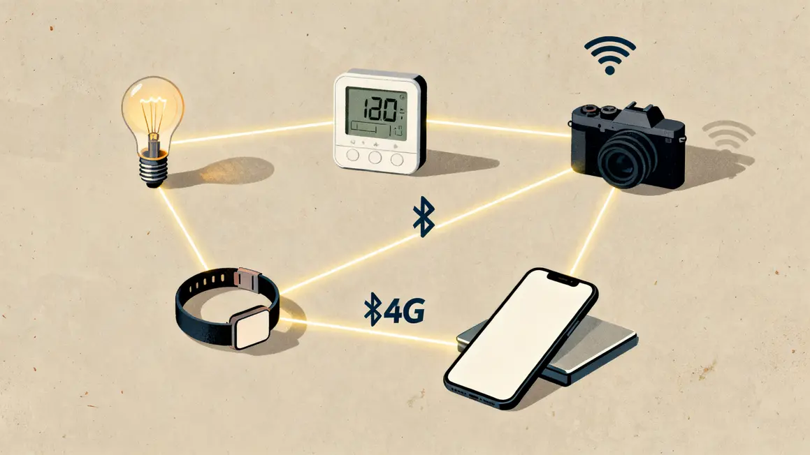Illustration minimaliste d objets connectes