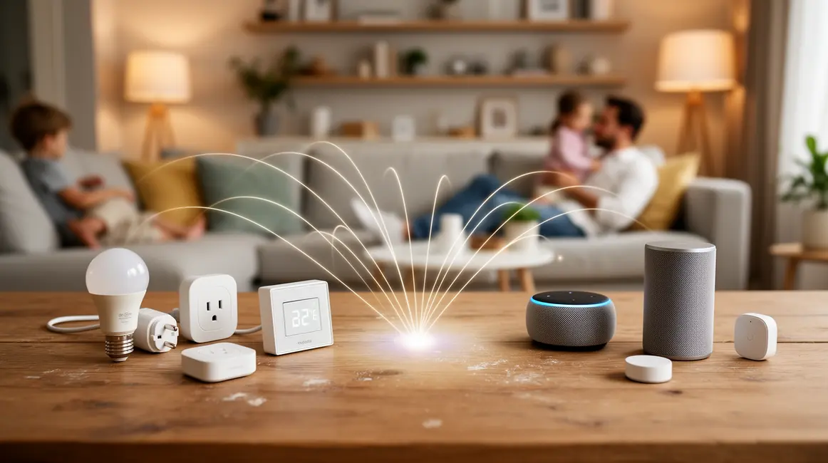 Table avec objets connectés maison intelligente petit budget