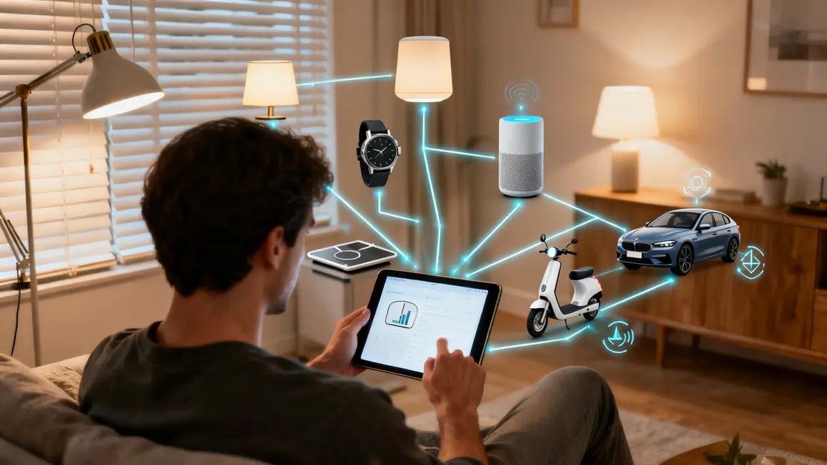 Panorama interieur avec objets connectes
