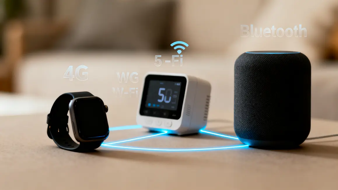 Silhouettes d'objets connectes reliees par reseau