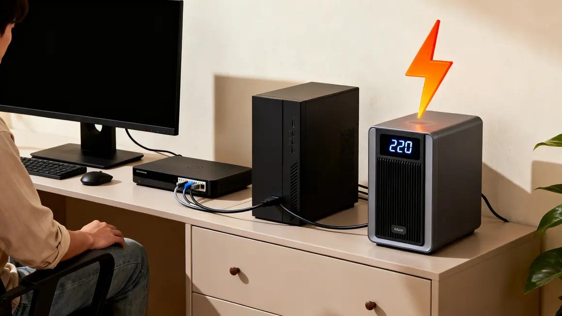 Branchement onduleur domestique PC box Internet NAS