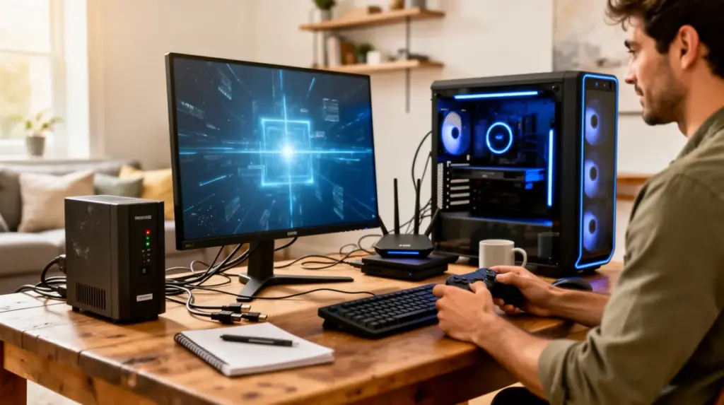 Installation gaming moderne avec onduleur domestique