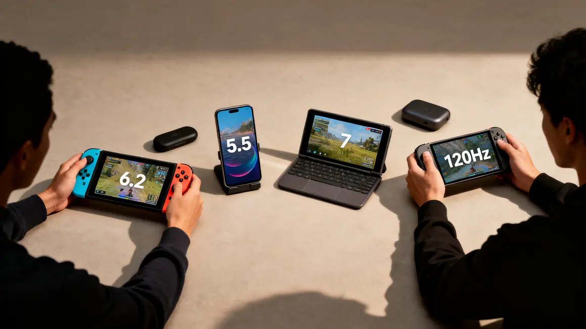 Différents modèles Switch avec tailles d’écran affichées