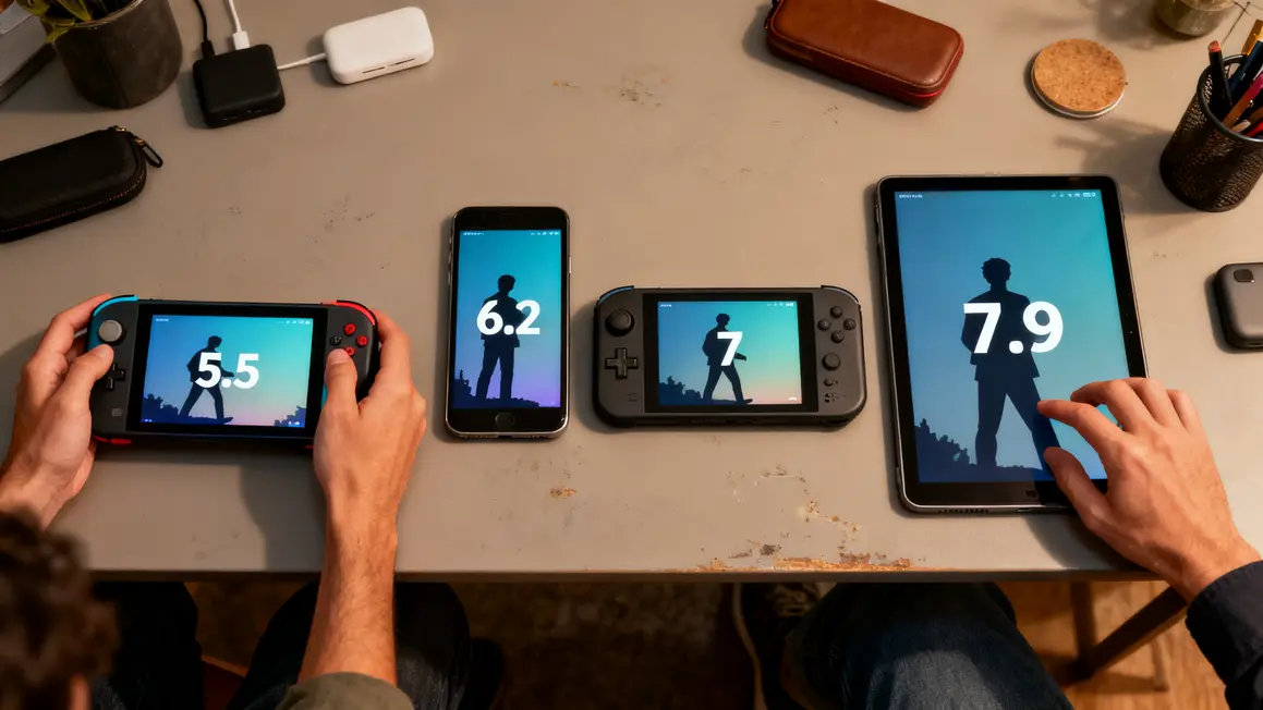 Différents modèles Switch Nintendo alignés tailles comparées