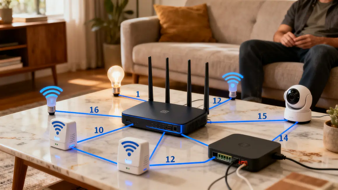 Réseau domotique fiable WiFi maillé et connexions maison