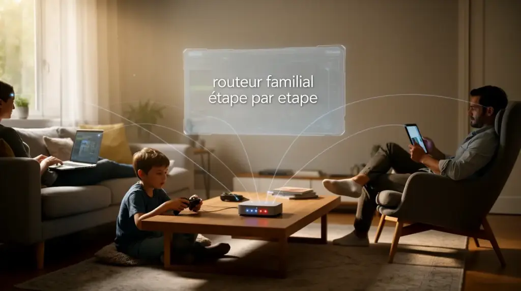 vue salon moderne routeur familial tous appareils