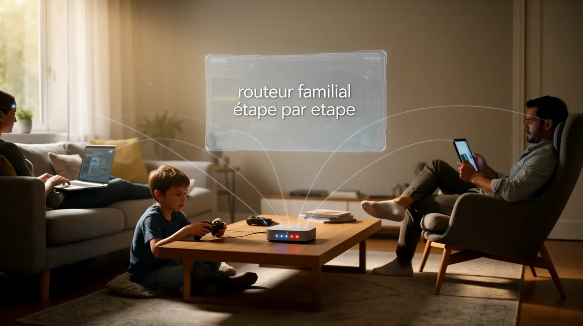 vue salon moderne routeur familial tous appareils