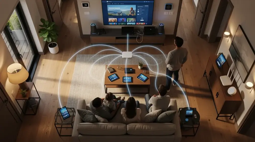 Vue maison connectée routeur familial Wi-Fi stable