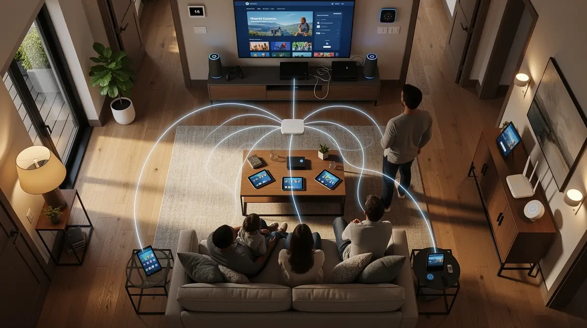 Vue maison connectée routeur familial Wi-Fi stable