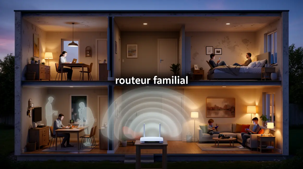 routeur familial rayonnant Wi-Fi dans une maison moderne