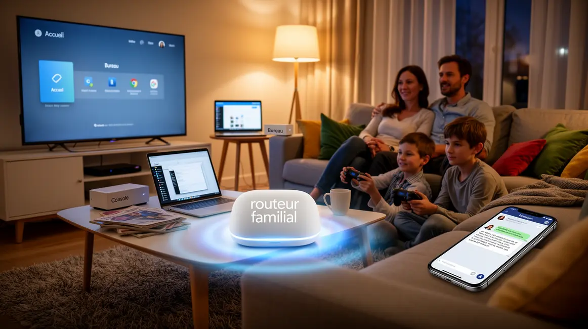 routeur familial wi-fi et appareils connectes