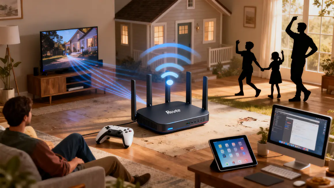 routeur familial Wi-Fi distributeur vers appareils de la famille