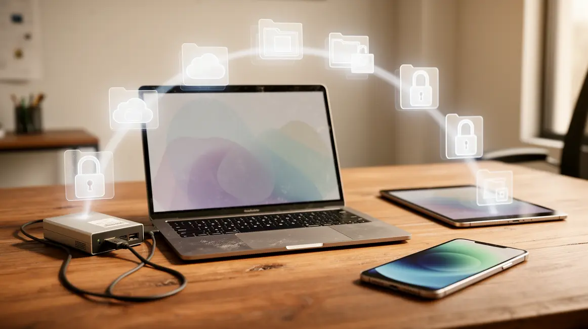 bureau moderne sauvegarde de donnees ordinateurs et cloud
