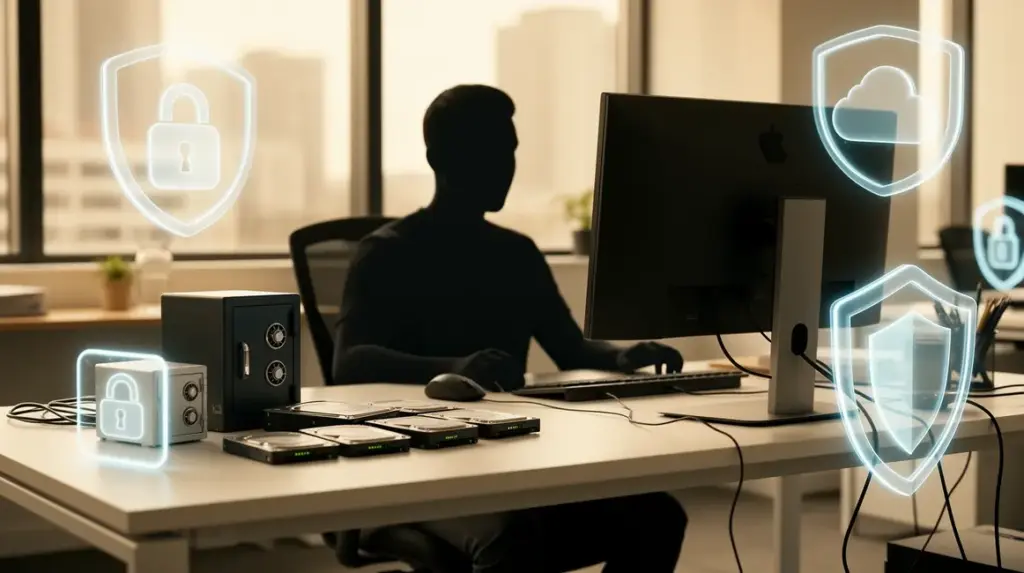 bureau moderne sauvegarde de donnees et securite