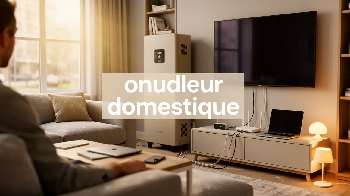 scene onduleur domestique protegeant appareils salon