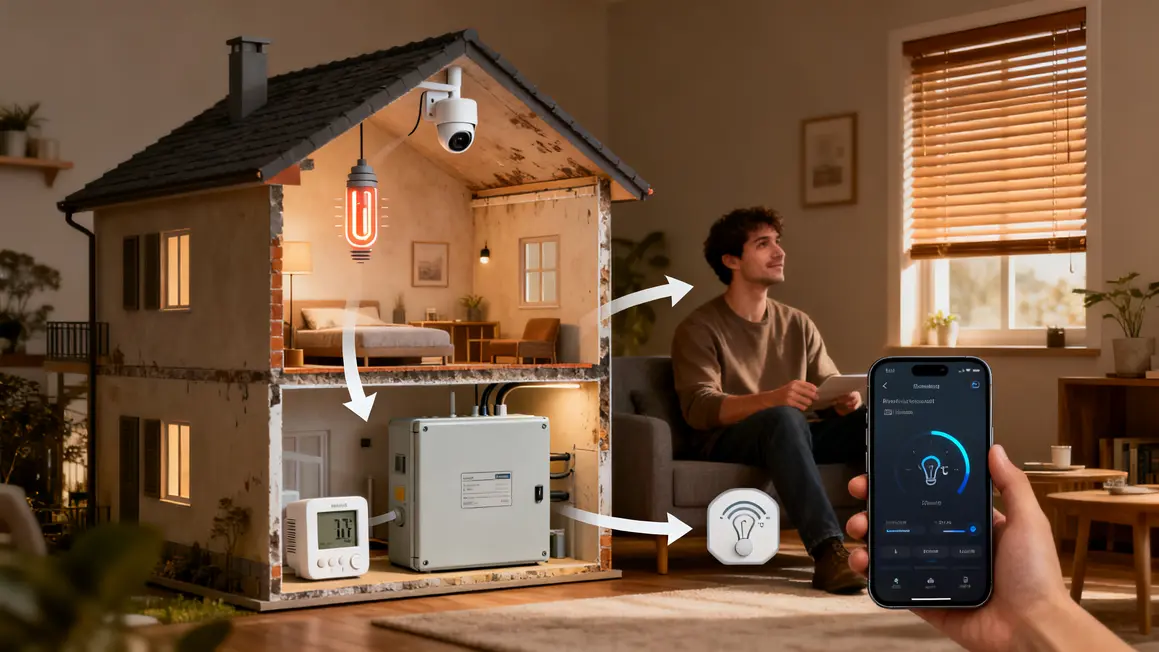 Schema technique maison capteurs actionneurs domotique