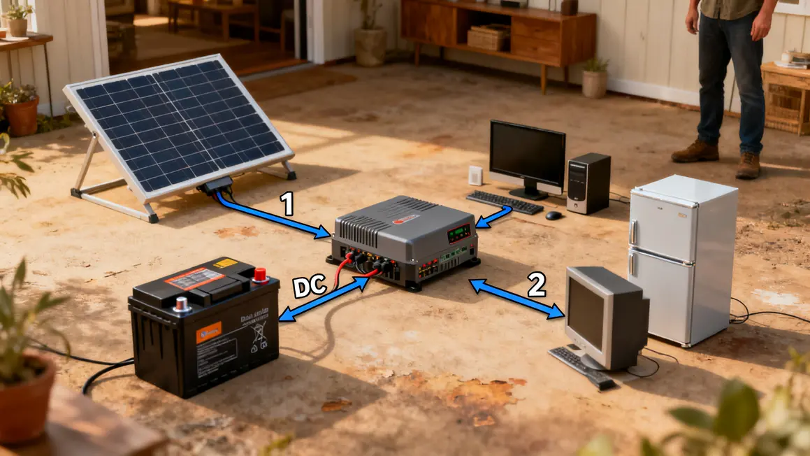 Diagramme explications énergie onduleur domestique DC AC