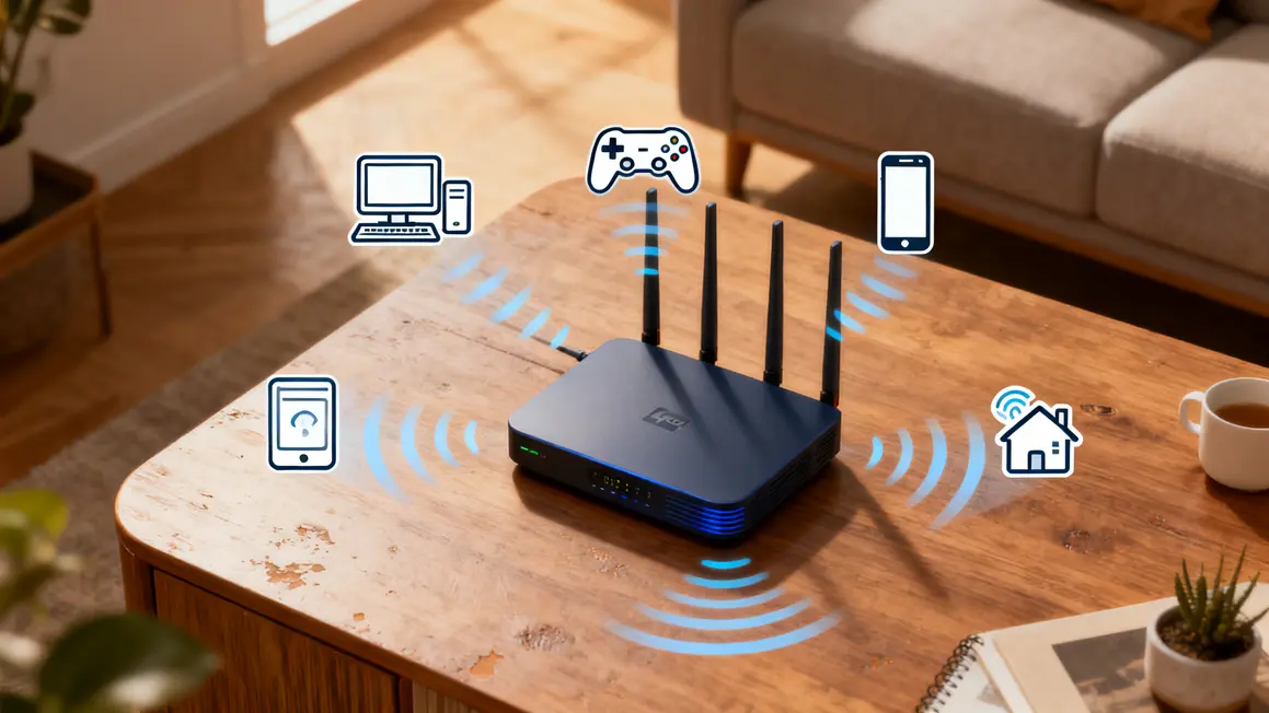 Schéma routeur familial et appareils connectés