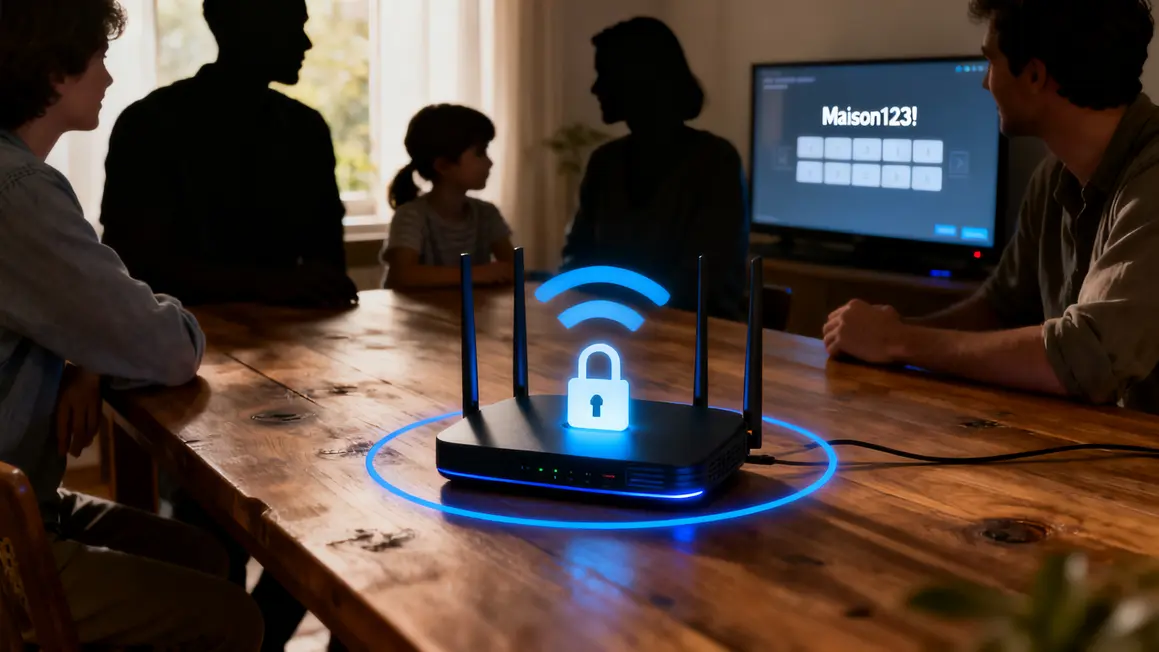 Routeur sécurisé Wi-Fi et famille cybersécurité maison