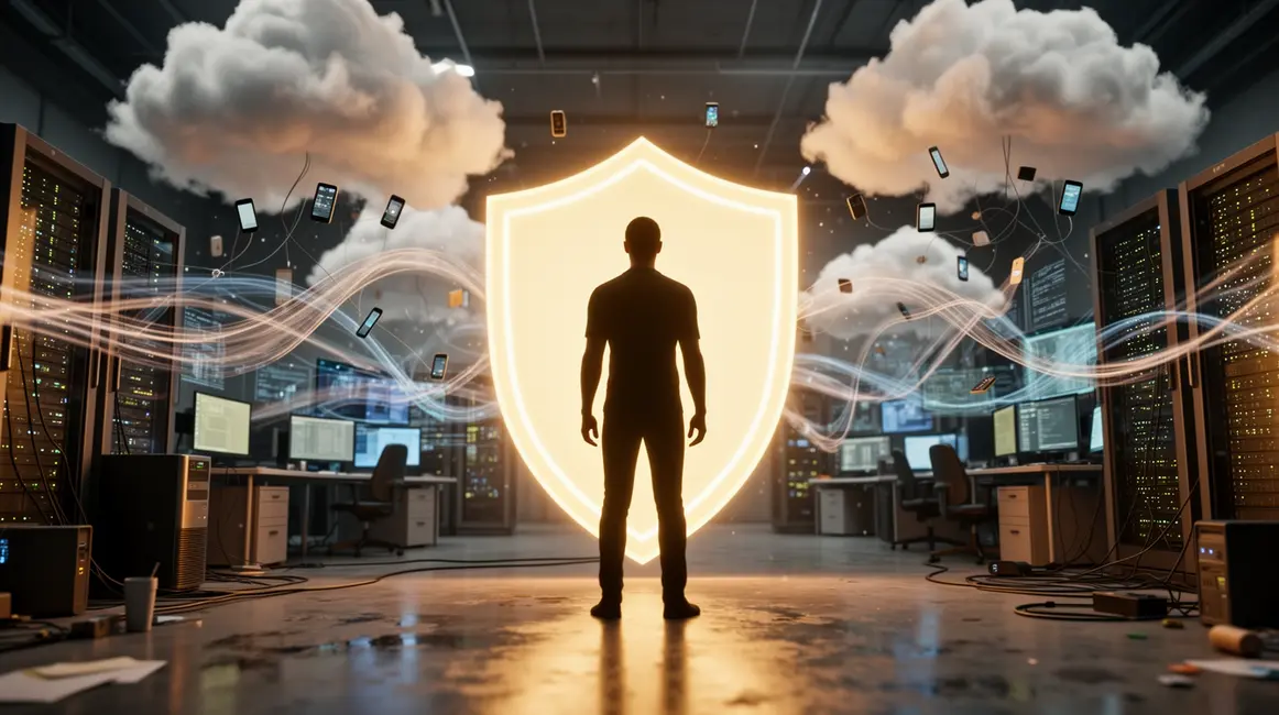 image cybersécurité 2026 bouclier et reseaux