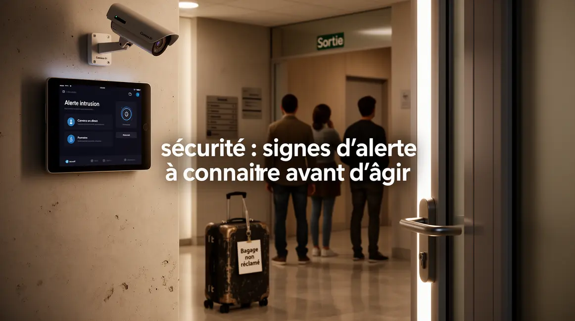 Tablette domotique et valise abandonnée, signes d'alerte sécurité