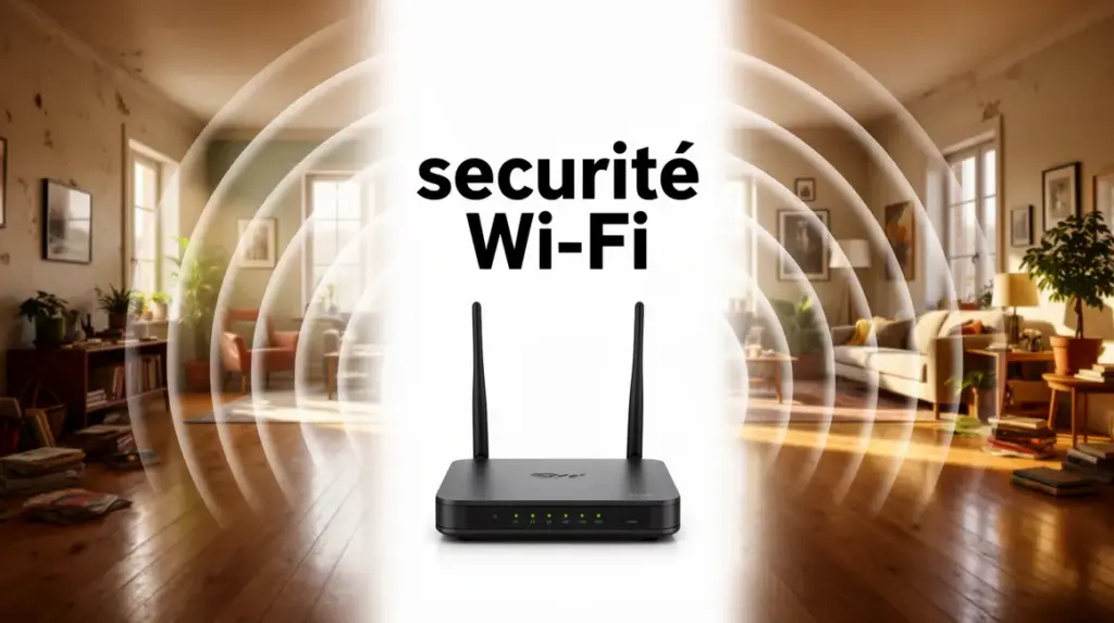 box Internet au centre de la maison avec rayons Wi-Fi securite wifi
