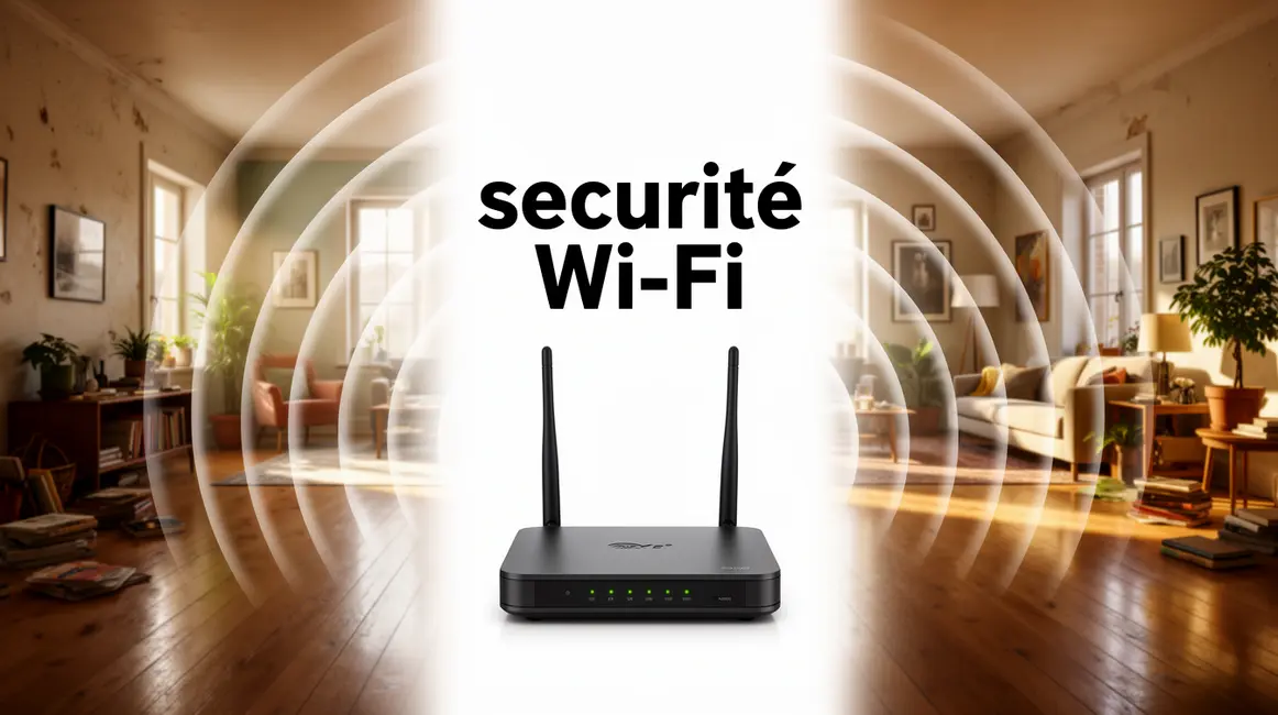 box Internet au centre de la maison avec rayons Wi-Fi securite wifi