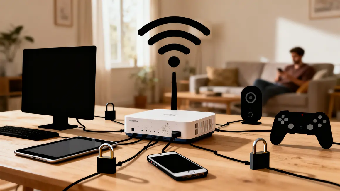 schema box Wi-Fi et appareils connectés avec cadenas ouverts securite wifi