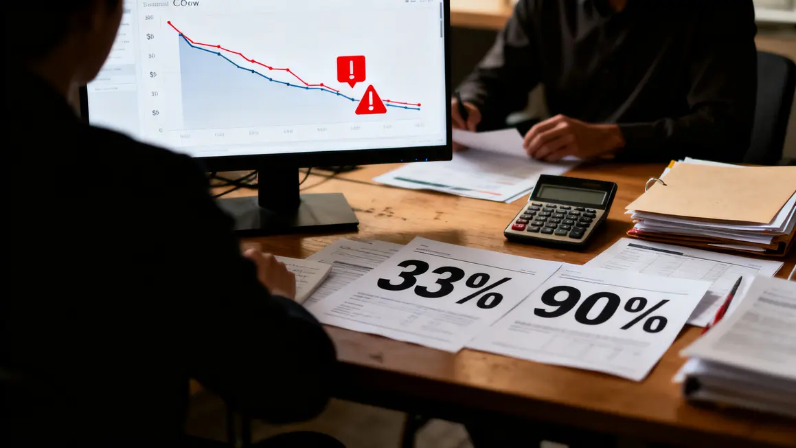 tableau bord graphiques en baisse alerte finance controle