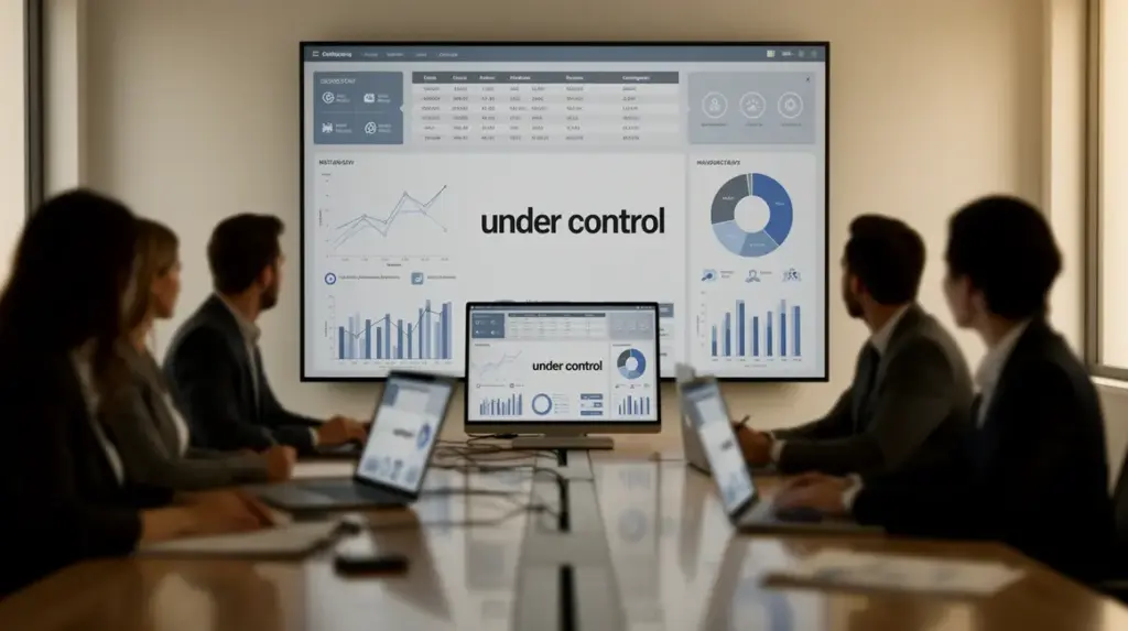 Gestion sous contrôle, tableau de bord tech moderne
