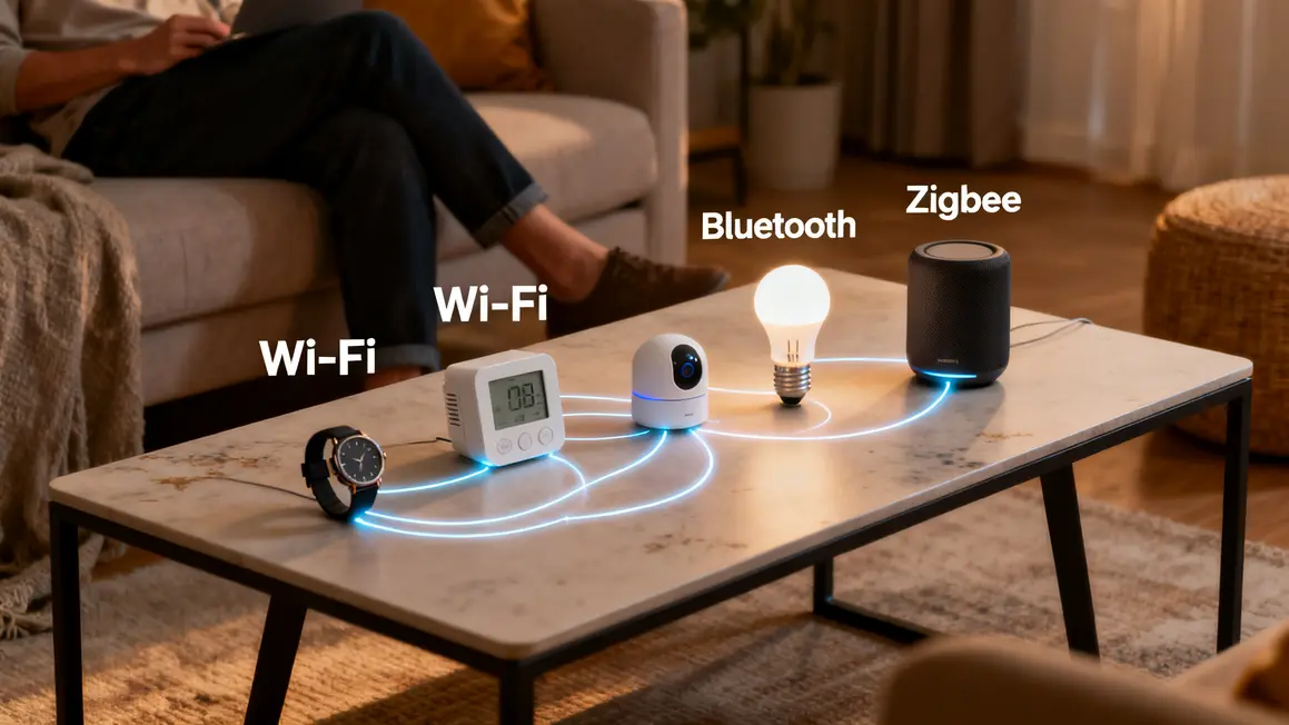 objets connectes courants sur table