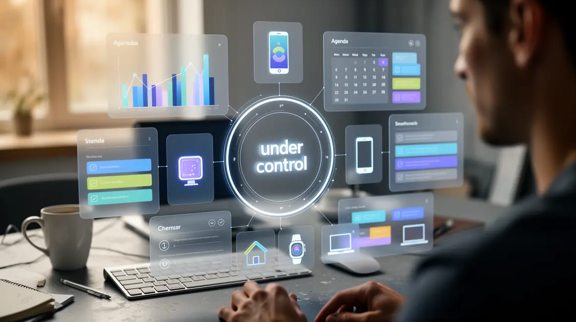 tableau de bord numérique under control avec écrans et objets connectés