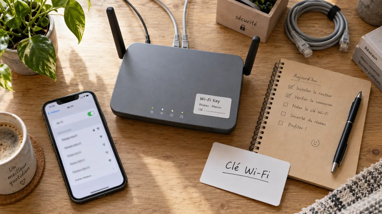 Cle de sécurité réseau : clé Wi‑Fi sur étiquette, à sécuriser