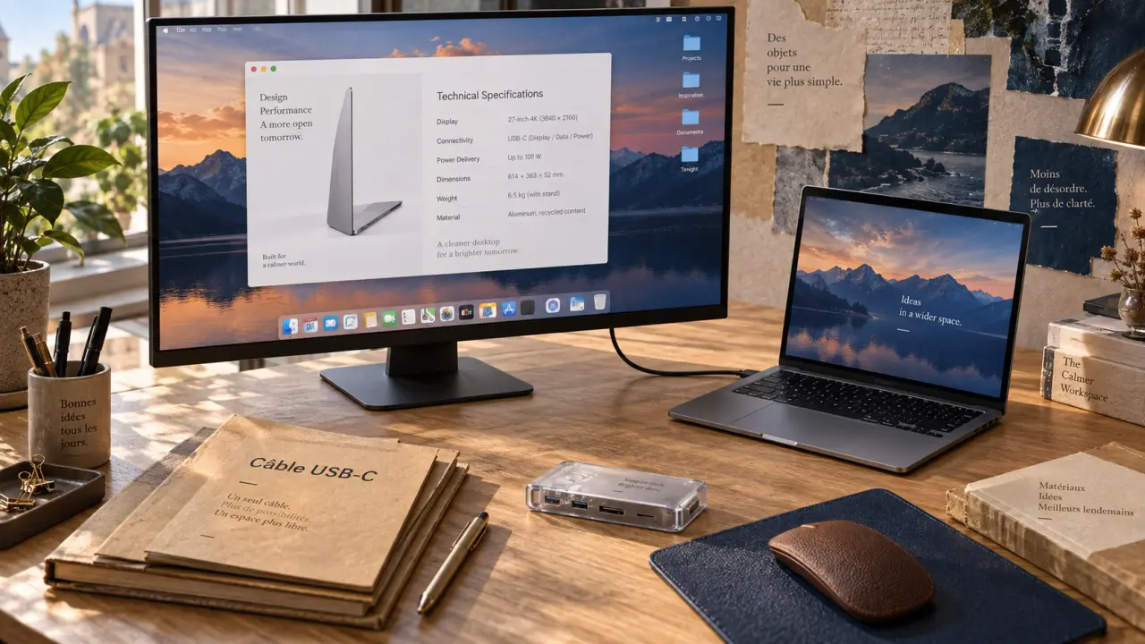 ecran pour mac USB-C 5K 4K sur bureau