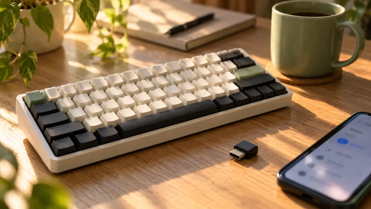 Clavier sans fil mecanique 60% sans câbles, connexion Bluetooth