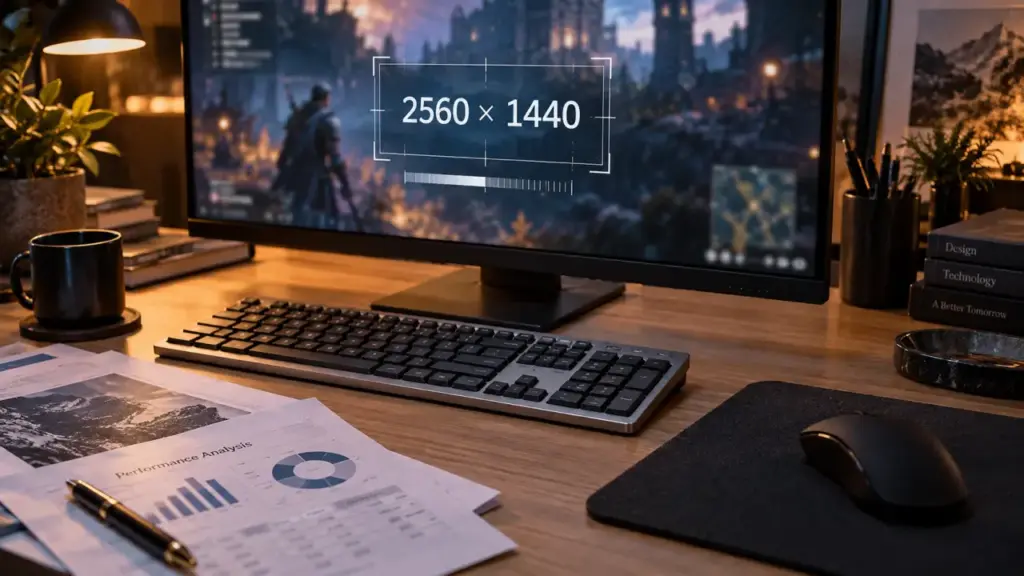 ecran 1440p QHD net et fluide, mire 2560x1440