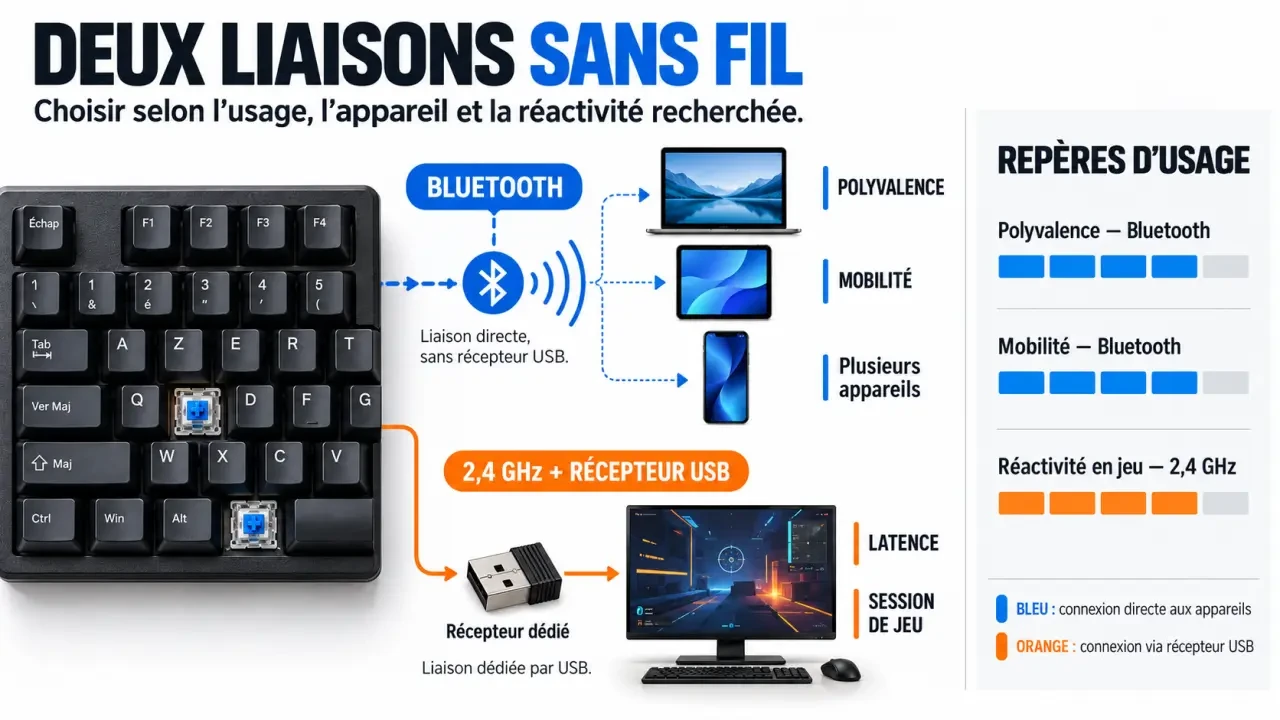 Différences entre Bluetooth et 2,4 GHz pour un clavier sans fil mécanique
