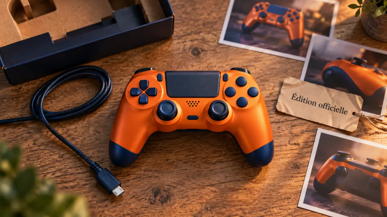 Manette PS4 orange Sunset Orange, look et détails
