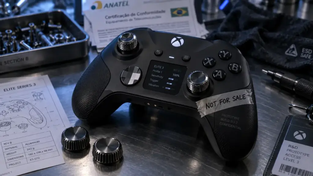 Manette xbox elite série 3 prototype : écran et molettes
