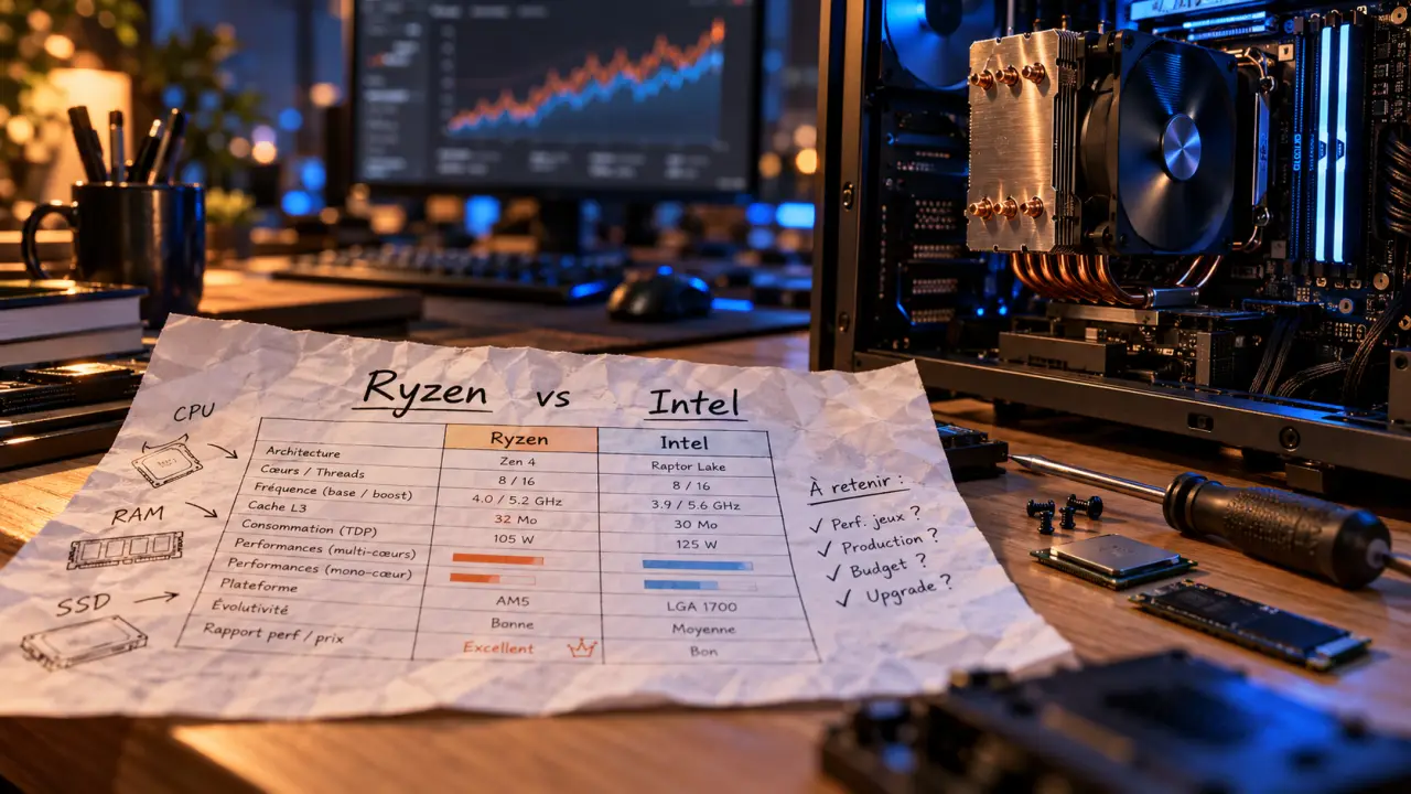 Ryzen ou Intel : comparer CPU, RAM et SSD sans payer plus